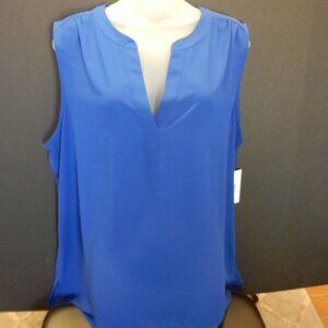 NWT Chaus Slip Neck Athens Blue Sleeveless Top XL